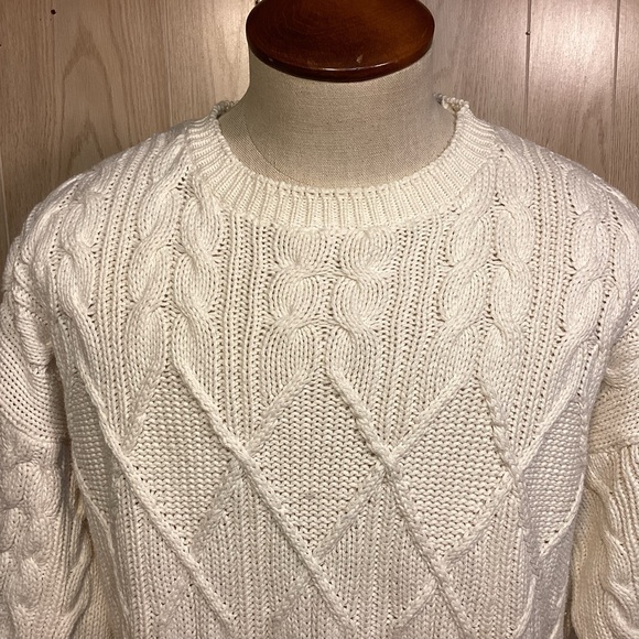 L. Etienne Pour Homme Men’s Cable Crewneck Cotton Sweater Made USA size XL Tall - Picture 2 of 9
